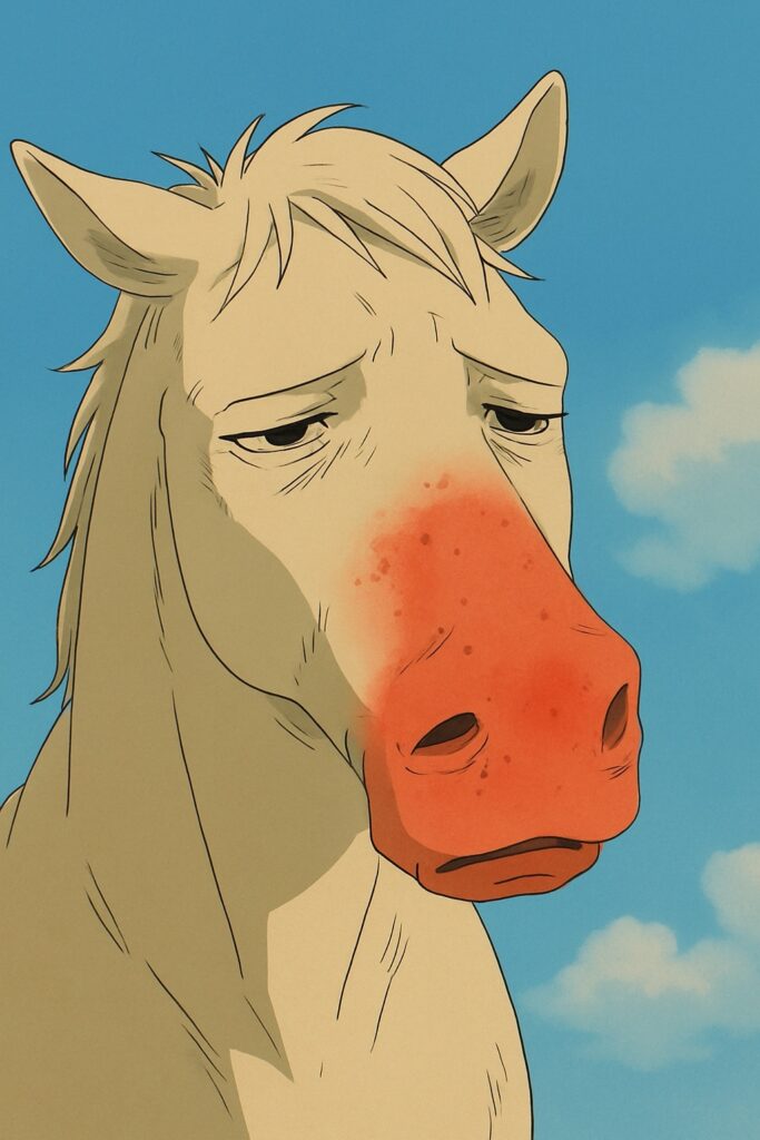 cheval présentant un coup de soleil