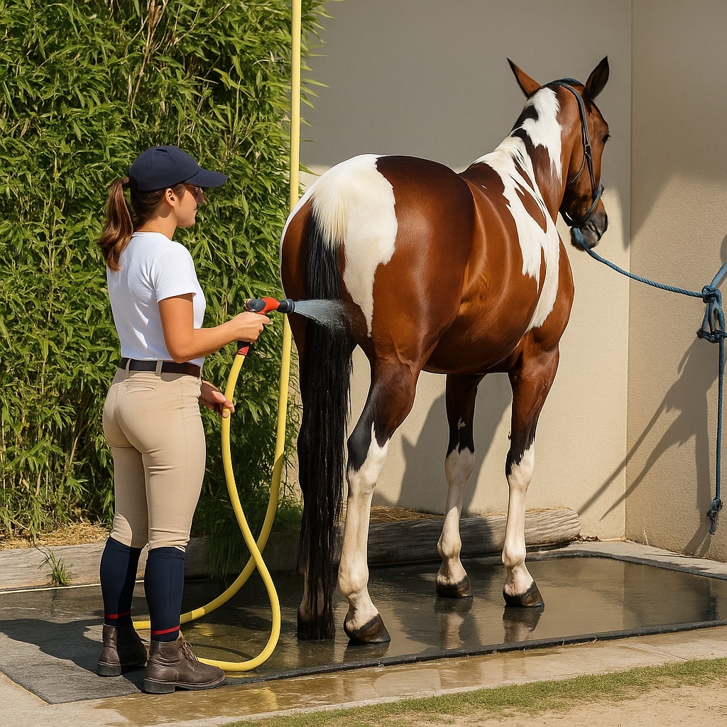 cheval à la douche