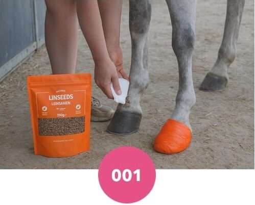 sachet de graines de lin pour pansement des sabots d'un cheval