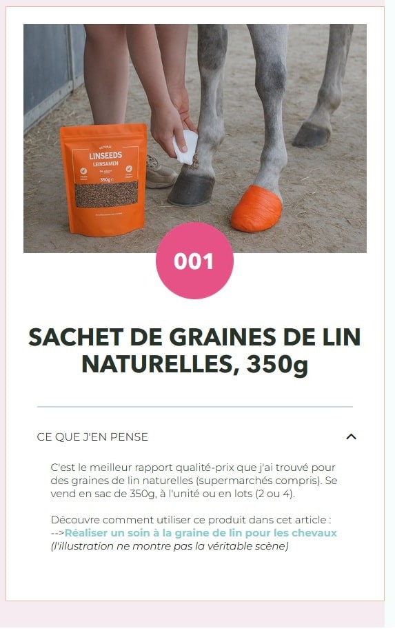 sachet de graines de lin pour pansement des sabots d'un cheval