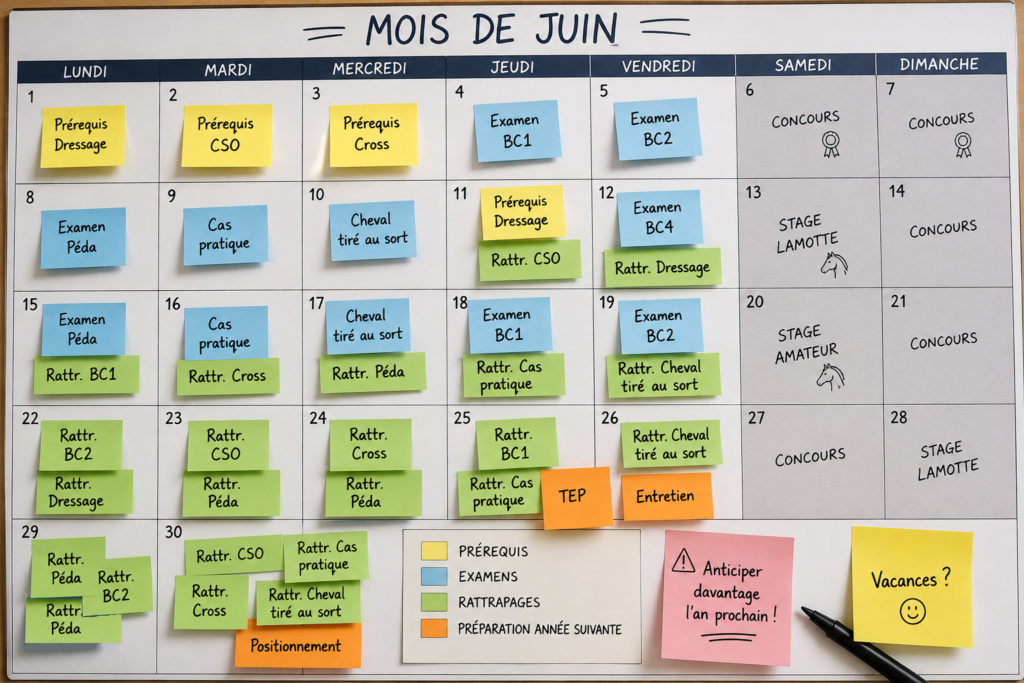 Planning chargé d'un centre de formation au mois de juin